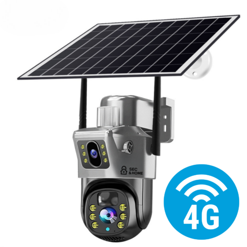 Solarna kamera zewnętrzna 4G SEC & HOME z podwójnym obiektywem i obrotową głowicą PTZ